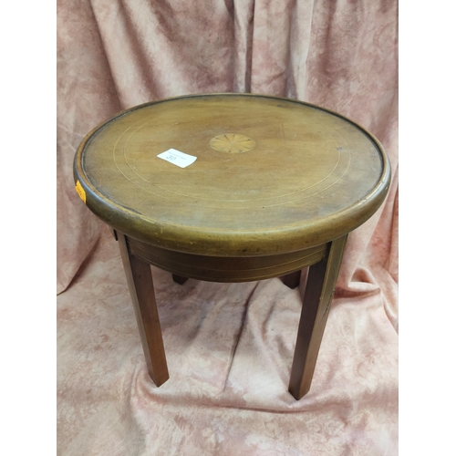 30 - Lovely antique wooden small table with 4 legs and inlaid detail