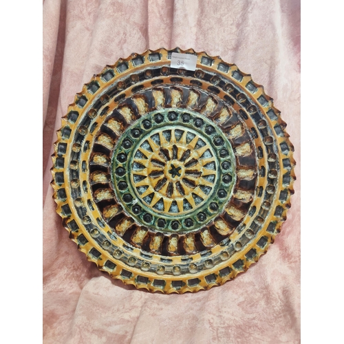 35 - Very earthy studio pottery plate from 1970's Portugal