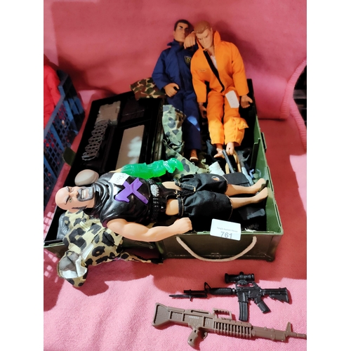 761 - 3 Action man figures with large collection of accessories