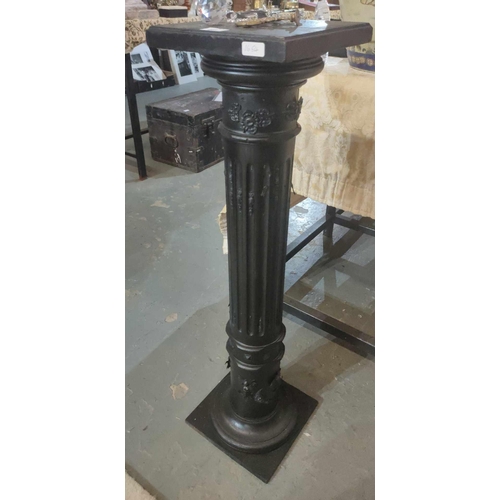 263 - Large black column wooden painted pedestal plant stand