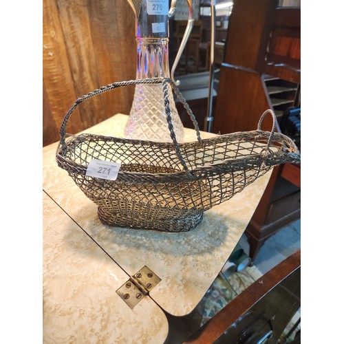 271 - Lovely woven wire wine basket