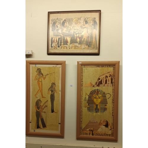 1006 - Three fabulous framed prints with an Egyptian theme. The 2 biggest measuring approx 77 x 40cm