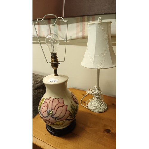 1003 - 2 beautiful decorative table lamps, one with a tube lining design similar to moorcroft. The other a ... 