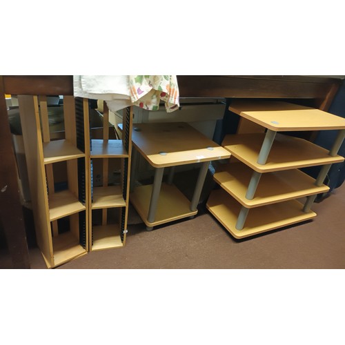 1061 - Large useful joblot of small furniture including 2 wooden CD racks, a wooden side table and a wooden... 