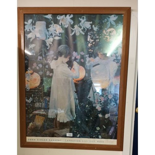 1095 - Lovely large framed print of a John Singer Sargent painting