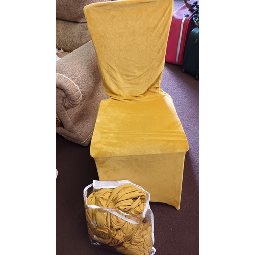 1100 - 6 yellow /gold colour velour dining chair covers