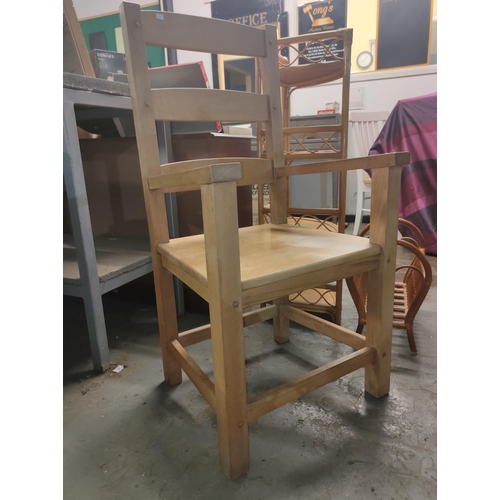 309 - SOLID WOODEN LADDER BACK ARM CHAIR