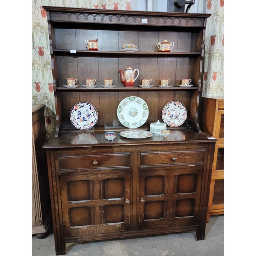 704 - Fabulous dresser with 2 drawers, 2 cupboards and  3 shelf display top