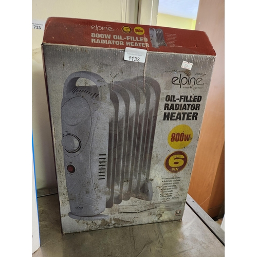 1133 - Elpine oil filled radiator heater as new in box