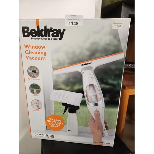 1148 - Boxed Beldray window cleaning vacuum. No drips, no streaks, quick and easy