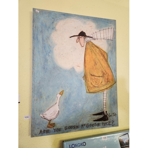 1174 - LARGE Fun canvas print of Goosie McGoose face by Sam Toft