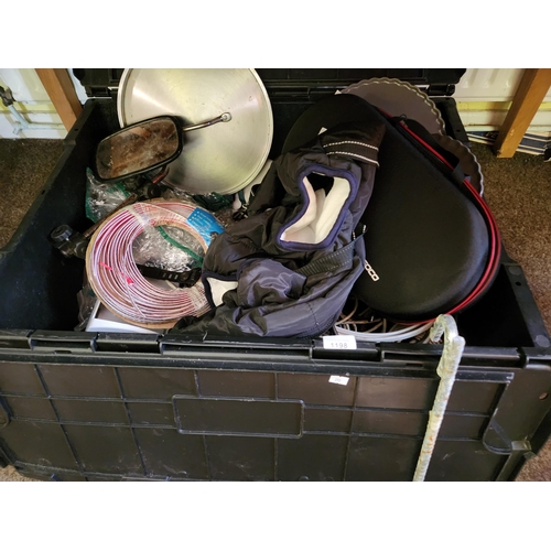 1198 - Large collection of electric cables, protective car rims and much more in a large black rigid case