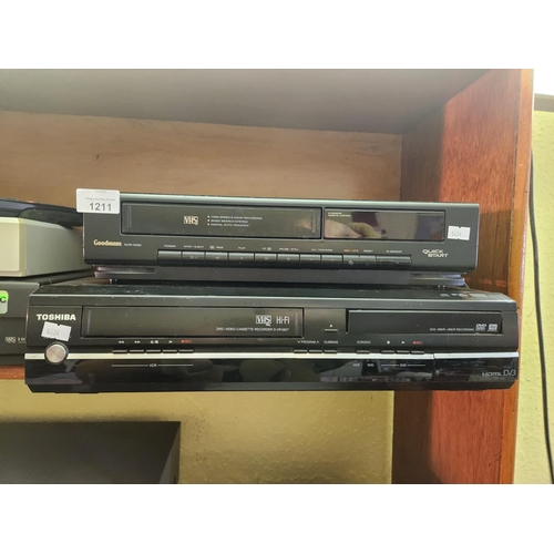 1211 - Goodmans GVR3450 VHS player/recorder together with a toshiba dual DVD/VHS player