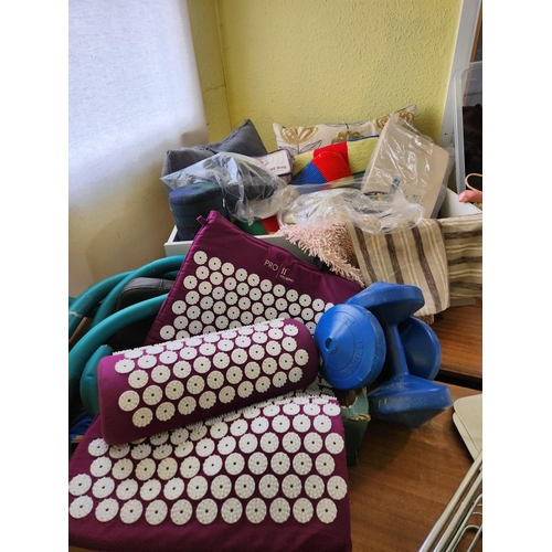 1227 - Huge bundle of self care items including acupuncture mats, gym equipment and cushions plus more