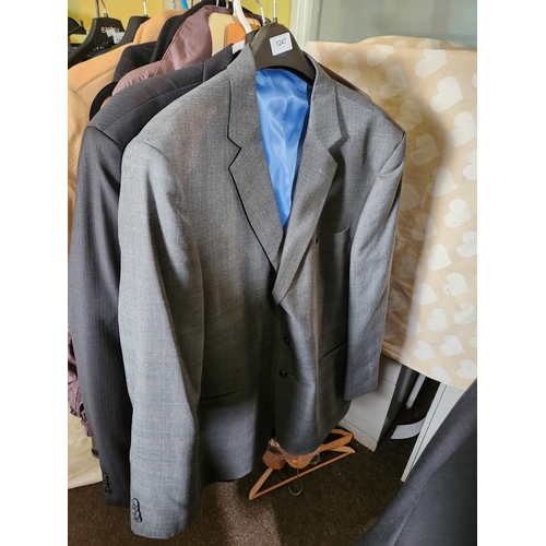 1247 - Very smart grey jacket with blue silky lining in a size 48R