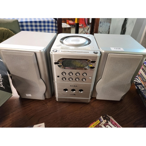 1316 - Alba digital compact music system with CD player, cassette deck and speakers