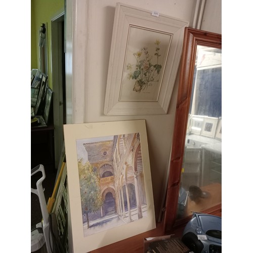 1171 - BEAUTIFUL ORIGINAL WATER COLOUR BY J. OXLEY AND LOVELY VINTAGE FLORAL PICTURE IN CREAM FRAME.