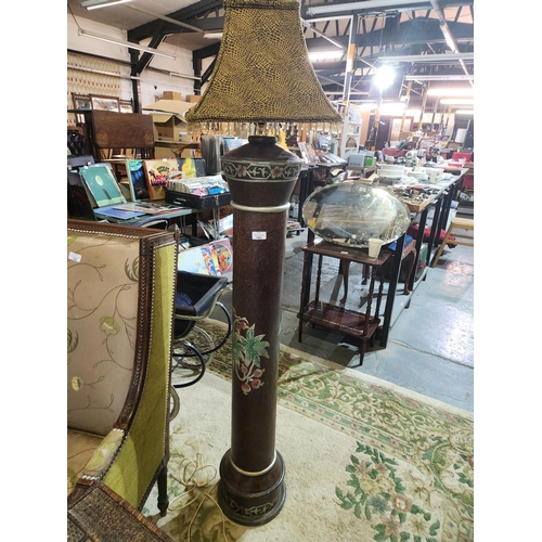 143 - Striking and unusual tall standard lamp base column with animal print shade