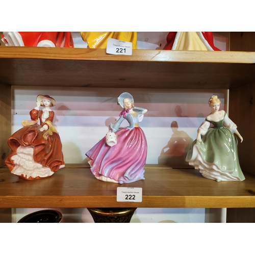 222 - 3 Royal Doulton figurines from the Pretty Ladies collection, Fair Lady, Autumn Breeze and Top 'O the... 