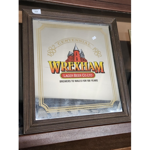 309A - Wrexham Lager Co printed wall hanging mirror