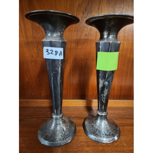 328A - Fully hallmarked London silver candle sticks 10'' tall