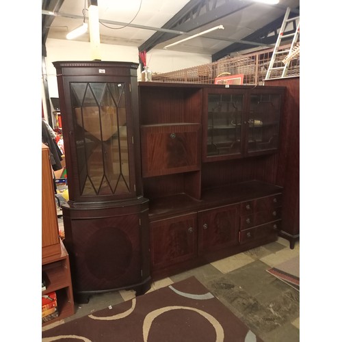 1355 - VERY LARGE COLLECTION OF FURNITURE INCLUDING DOUBLE WARDROBE, CORNER CABINETS AND DISPLAY CABINET.