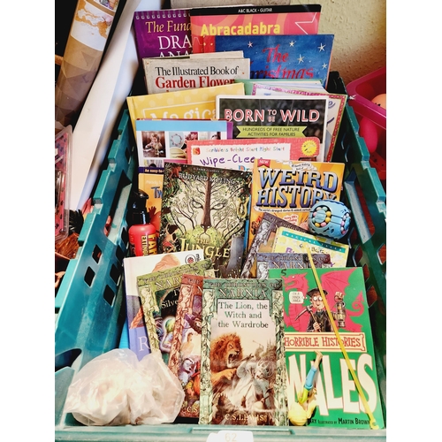 62 - LARGE COLLECTION OF BOOKS INCLUDING NARNIA, HORRIBLE HISTORY WALES, THE JUNGLE BOOK AND MANY MORE.