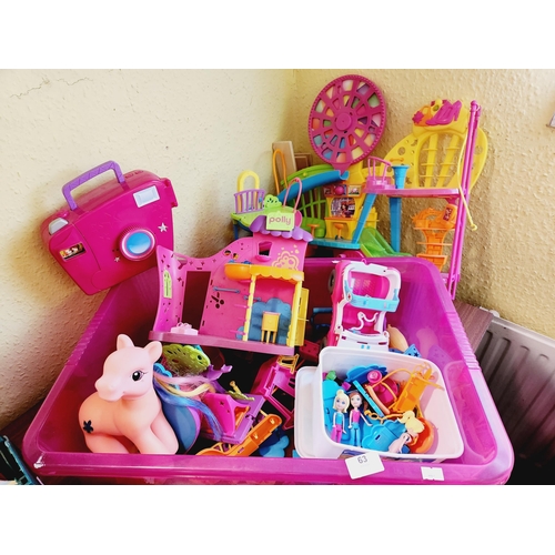 63 - LARGE COLLECTION OF POLLY POCKET ITEMS ALSO MY LITTLE PONY.