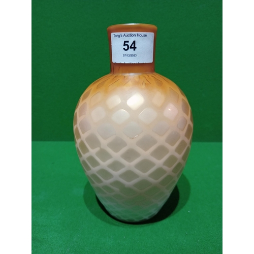 54 - A beautiful Quilted satin glass bottle form,  rare vase stunning condition and quality