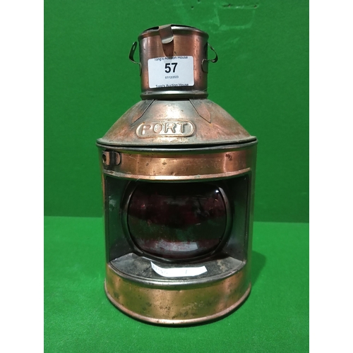 57 - Copper vintage ships lantern with 