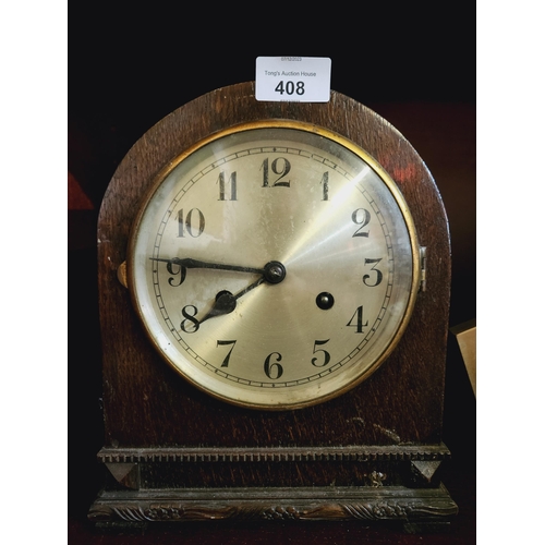 408 - Vintage wooden cased mantle clock 1930's