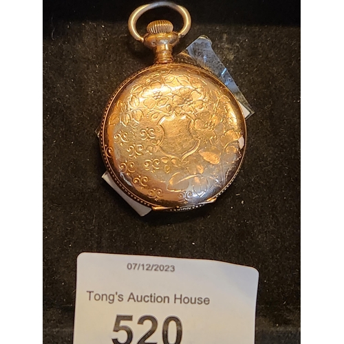 520 - Rolled gold hand engraved full hunter pocket watch