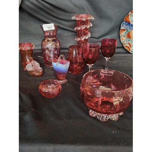 541 - Large collection of Antique Cranberry glass