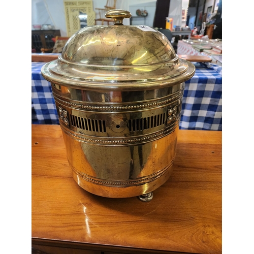 829 - Brass lidded coal bucket