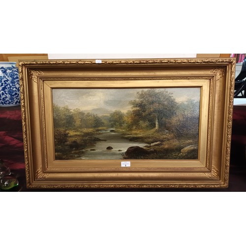8 - Gorgeous oil painting of a river scene signed by R Marshall, in a lovely ornate frame
80 x 54 cm.