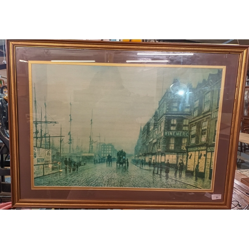 31 - Lovely framed and glazed print of an historial dockside scene