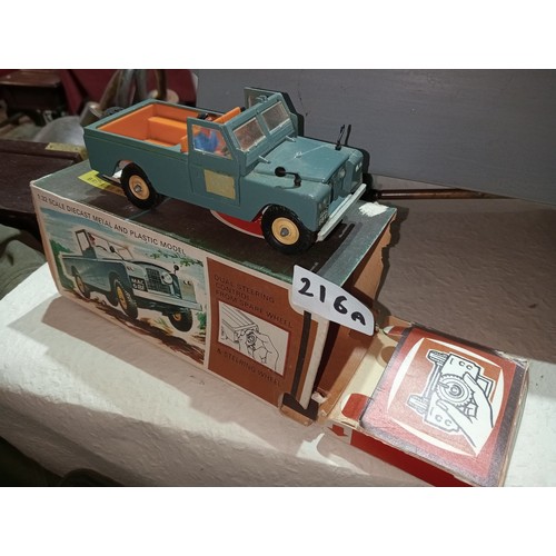 216A - Boxed Britain's Models Landrover 1:32 scale metal and plastic diecast model with dual steering contr... 