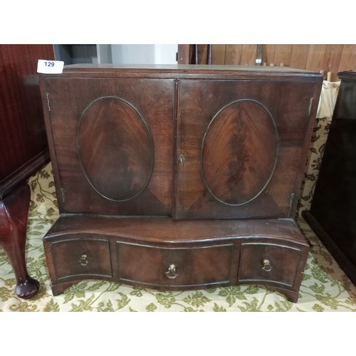 129 - Beautiful quality antique wooden stationary box with curved base and 3 drawers. A fabulous piece in ... 