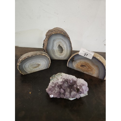 27 - 4 anthracite stones, gorgeously decorative pieces