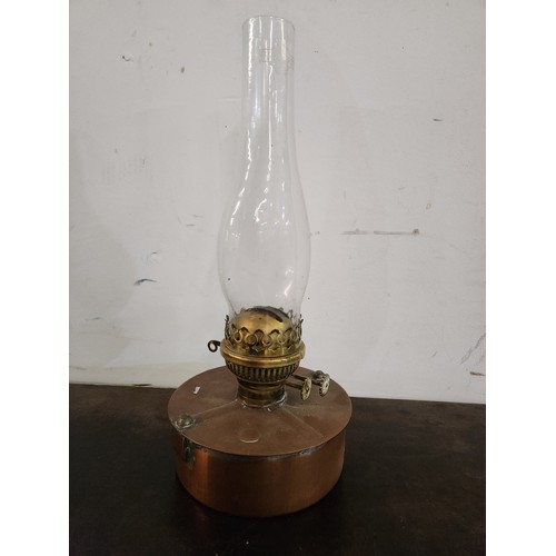 33 - Late Victorian oil lamp with copper reservoir