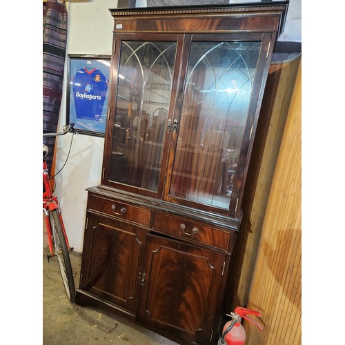 36 - Smart dark wood and glass display unit with 2 glass fronted cabinets, 2 drawers and 2 lower cupboard... 