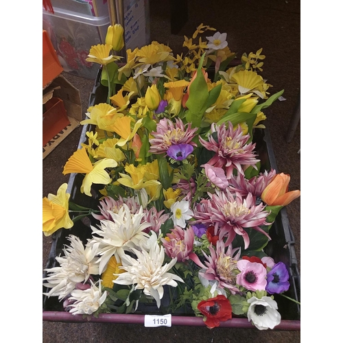 1150 - Large basket of artificial flowers of many different types