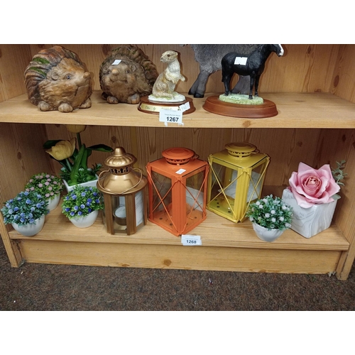 1268 - 3 X BRAND NEW candle lanterns plus floral displays.