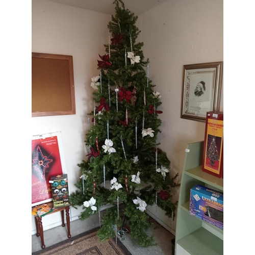 1332 - Approx 9FT artificial quality Christmas tree with floral and glass decorations included.