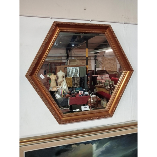 186 - Lovely hexagonal wall mounted mirror in ornate frame