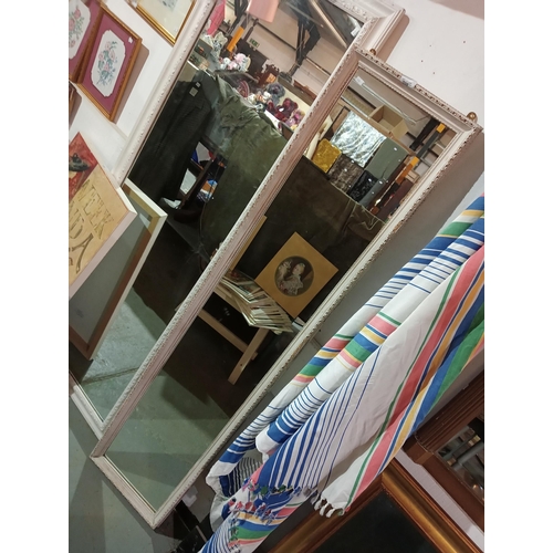 200 - Lovely tall and narrow wall hanging mirror with a white painted wooden frame 168 x 37cm