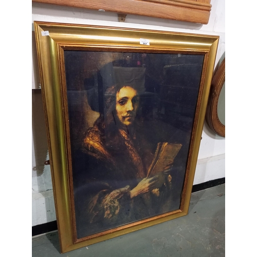 207 - Framed and glazed print of Rembrandt's Portrait of a Man (The Auctioneer)
95 x 70 cm