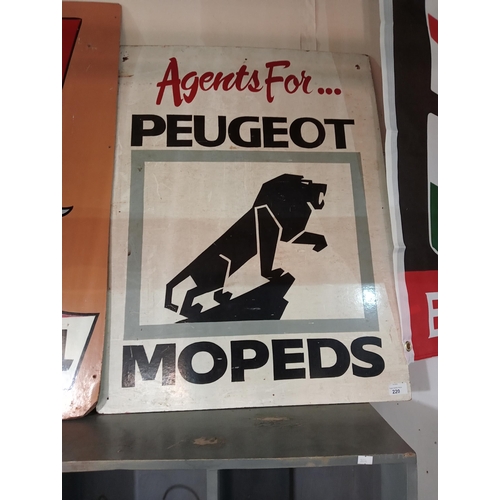 220 - Unusual Agents for Peugeot sign on hardboard. Excellent man cave decor