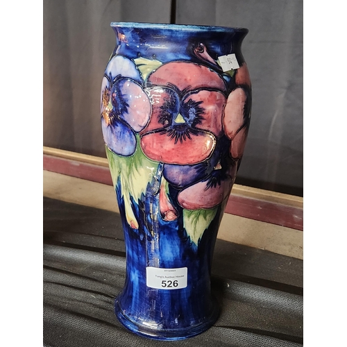 526 - Large blue and White Pansy vase signed William Moorcroft mint condition
28 cm tall