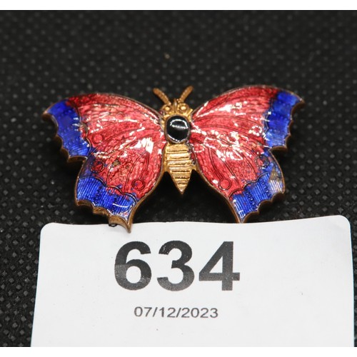 634 - Beautiful enamelled butterfly brooch